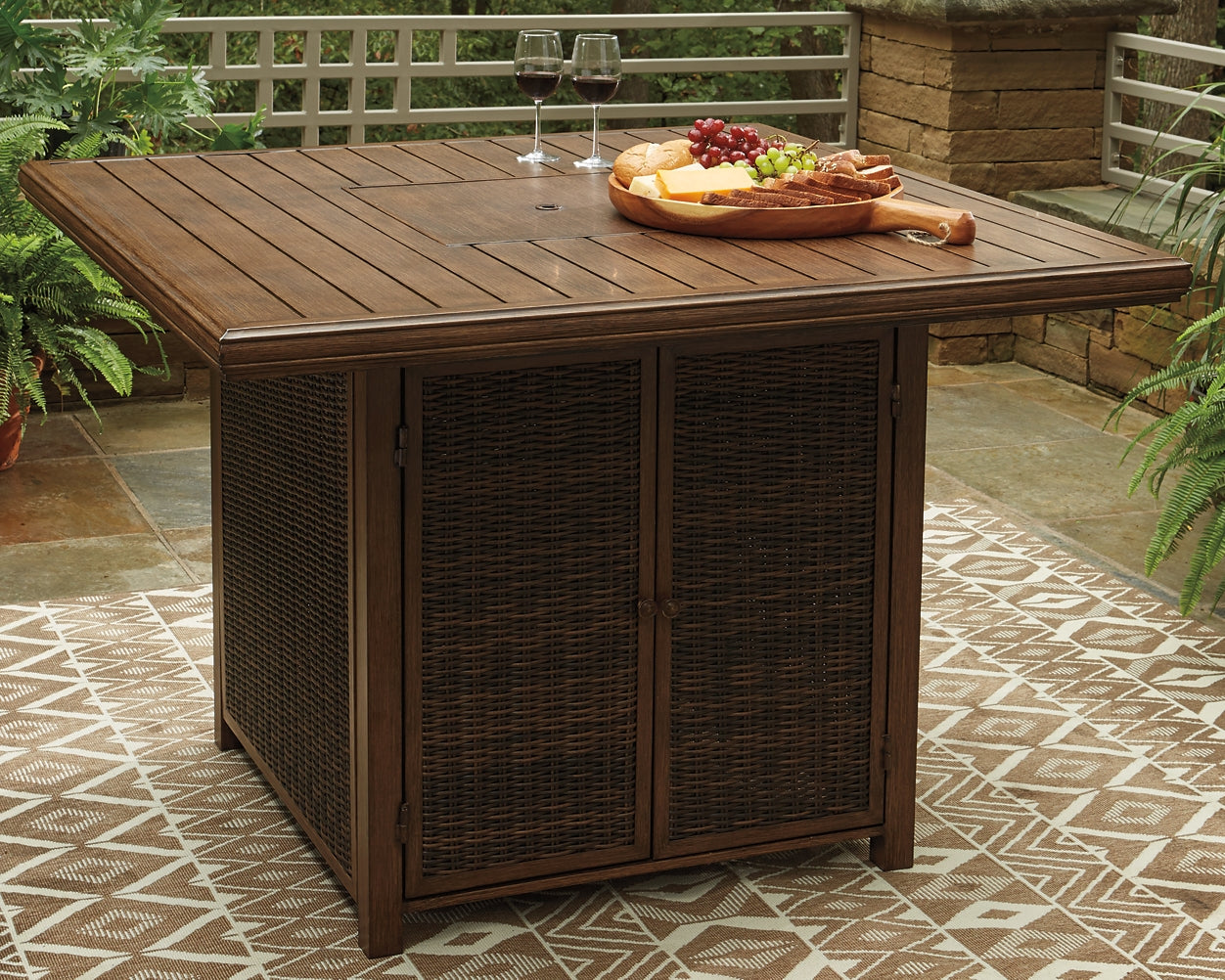 Paradise Trail Square Bar Table w/Fire Pit