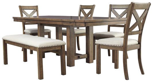 Moriville Dining Table and 4 Chairs and Bench