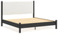 Cadmori King Upholstered Panel Bed with Mirrored Dresser, Chest and 2 Nightstands