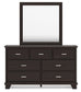 Covetown Twin Panel Bed with Mirrored Dresser, Chest and Nightstand