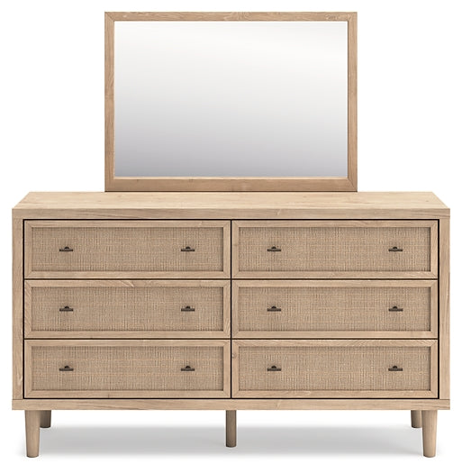 Cielden King Panel Headboard with Mirrored Dresser, Chest and Nightstand