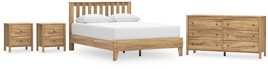 Bermacy Queen Platform Panel Bed with Dresser and 2 Nightstands