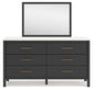 Cadmori Full Upholstered Bed with Mirrored Dresser, Chest and Nightstand