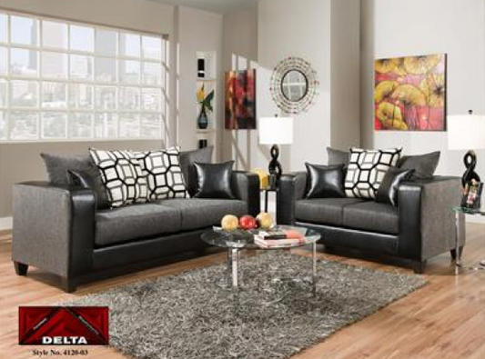 4120 Delta Charcoal and Black Living Room Group