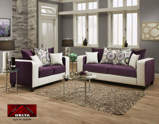 4120 Delta Purple and White Living Room Group