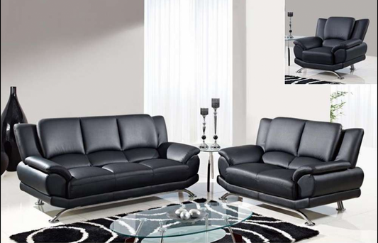 Black Leather Sofa and Loveseat