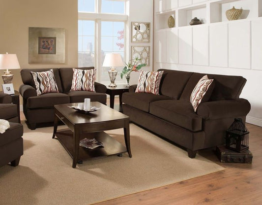 Jackpot Chocolate Sofa and Loveseat